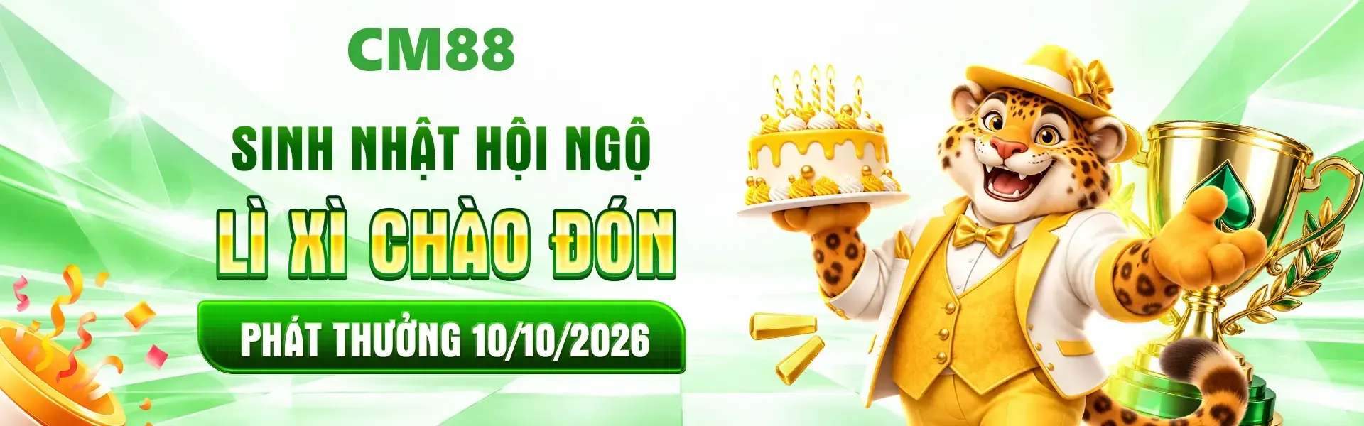 3. Nhân dịp kỷ niệm sinh nhật, CM88 dành tặng cộng đồng hội viên hàng ngàn món quà cùng nhiều phần thưởng thú vị. Đăng ký tài khoản ngay để tham gia chương trình.